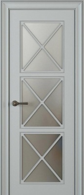 Межкомнатная дверь Камея ЛН44 Эмаль, RAL 7035+стекло сатин бесцветный, 600/700/800/900*2000 мм.